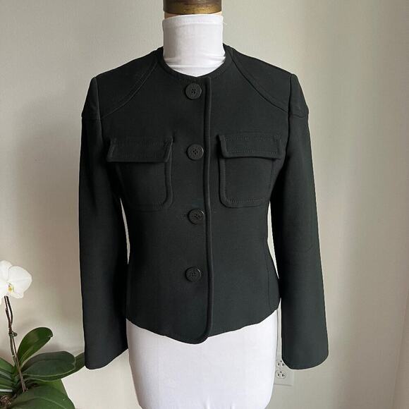 BURBERRY LONDON BLACK DOUBLE BREAST POCKETS EVENING JACKET SIZE 8 - Picture 1 of 10